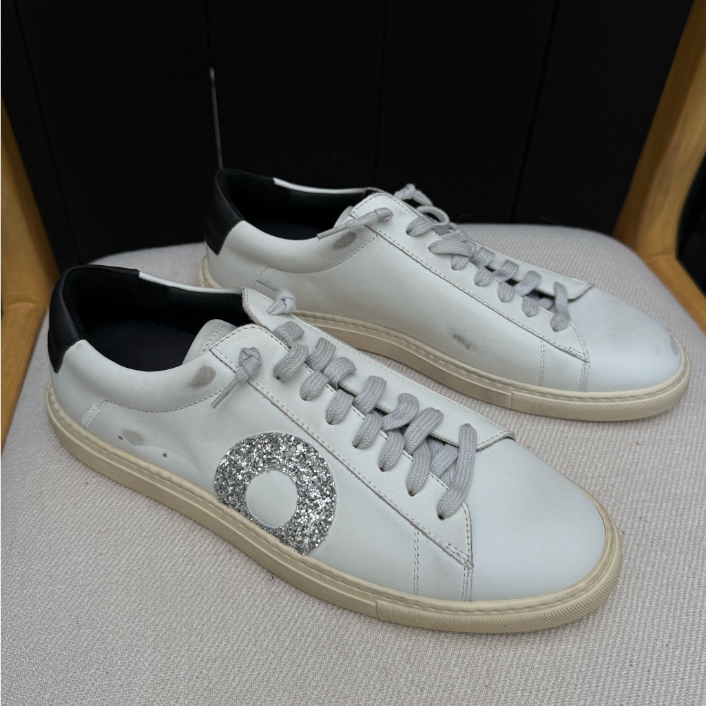 Oliver Cabell White And Black Sneakers With Silver Detail
